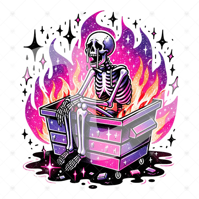Emotional Dumpster Fire PNG, Snarky Skeleton Clipart, Sad Skeleton Png, Everything Sucks Sublimation File, Spooky Tshirt Design, Emo Png.jpg
