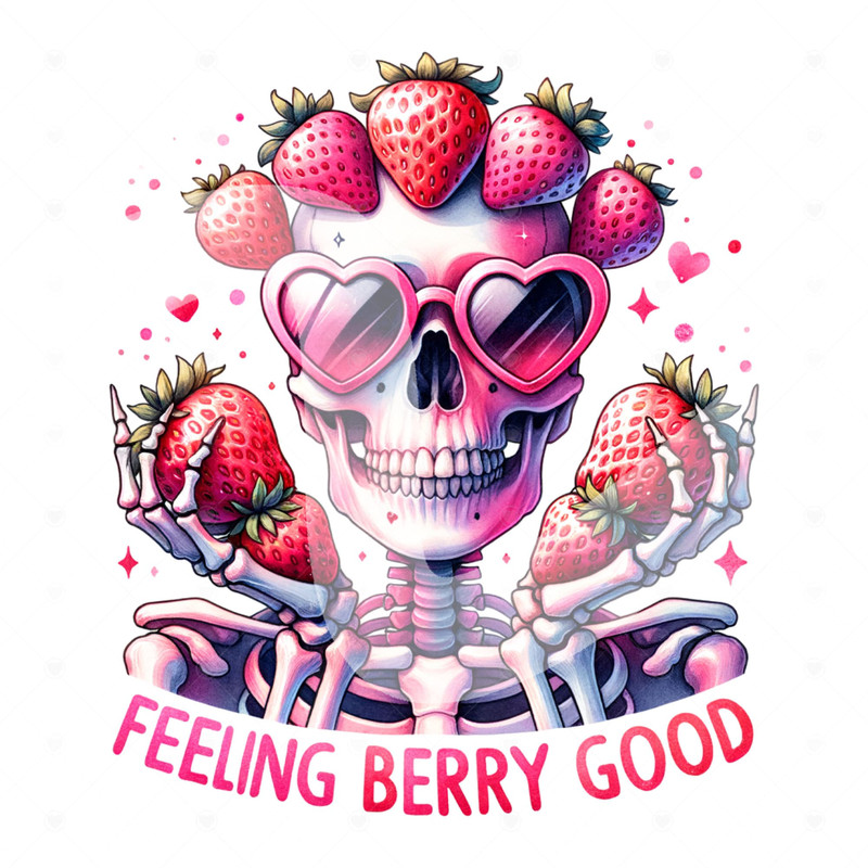 Feeling Berry Good PNG, Cute Strawberry Clipart, Berry Sublimation Design, Sassy Skeleton DTF Transfer File, Summer Tshirt Design, Tumbler.jpg