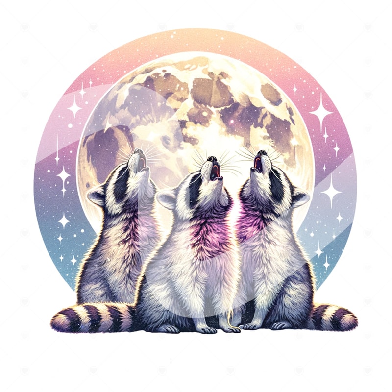 Funny Raccoons PNG, Vintage Graphic T-shirt Design, Retro Raccoon Moon Clipart, Raccoon Lovers, Funny Raccon Tee, DTF Transfer, Sublimation.jpg