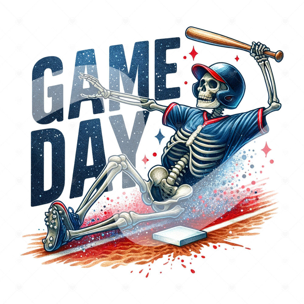 Game Day Baseball Clipart, Skeleton Baseball Sublimation Design, Spooky Softball PNG, Baseball Shirt Design, Sports Mom PNG, Tumbler Wrap.jpg