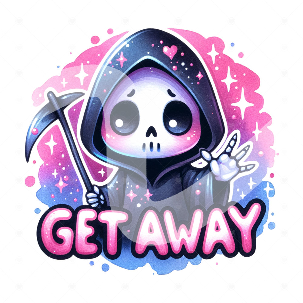 Get Away PNG, Snarky Skeleton Clipart, Grim Reaper Sublimation Design, Antisocial Tshirt DTF Design, Tumbler Wrap, Mug, Sticker, Stay Away.jpg