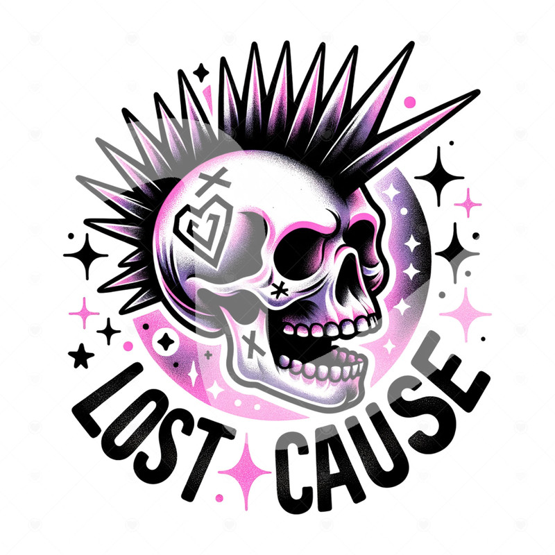Lost Cause PNG, Snarky Skeleton Clipart, Punk Skeleton Sublimation Design, Tshirt DTF Design, Instant Digital Download, Tumbler Wrap, Mug.jpg