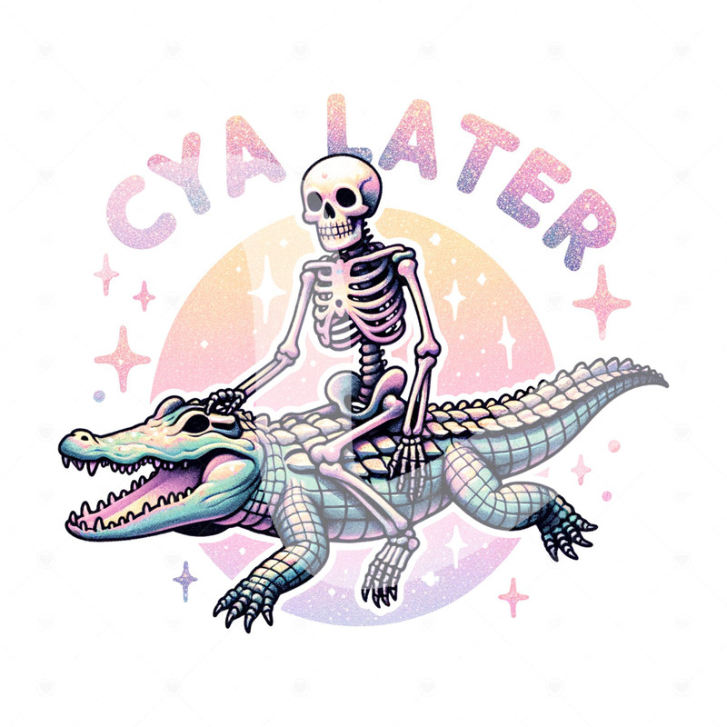See Ya Later Alligator PNG, Funny Summer Skeleton Clipart, Snarky Skeleton Sublimation, Pool Float, Summer Vacation DTF File, Trendy Design.jpg