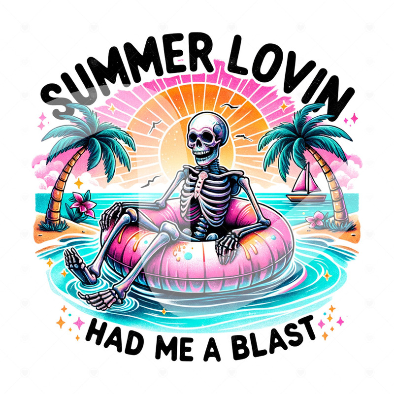 Summer Lovin PNG, Hot Girl Summer Clipart, Funny Summer Skeleton, Snarky Skeleton Sublimation Design, Summer Vacation DTF File, Trendy Shirt.jpg