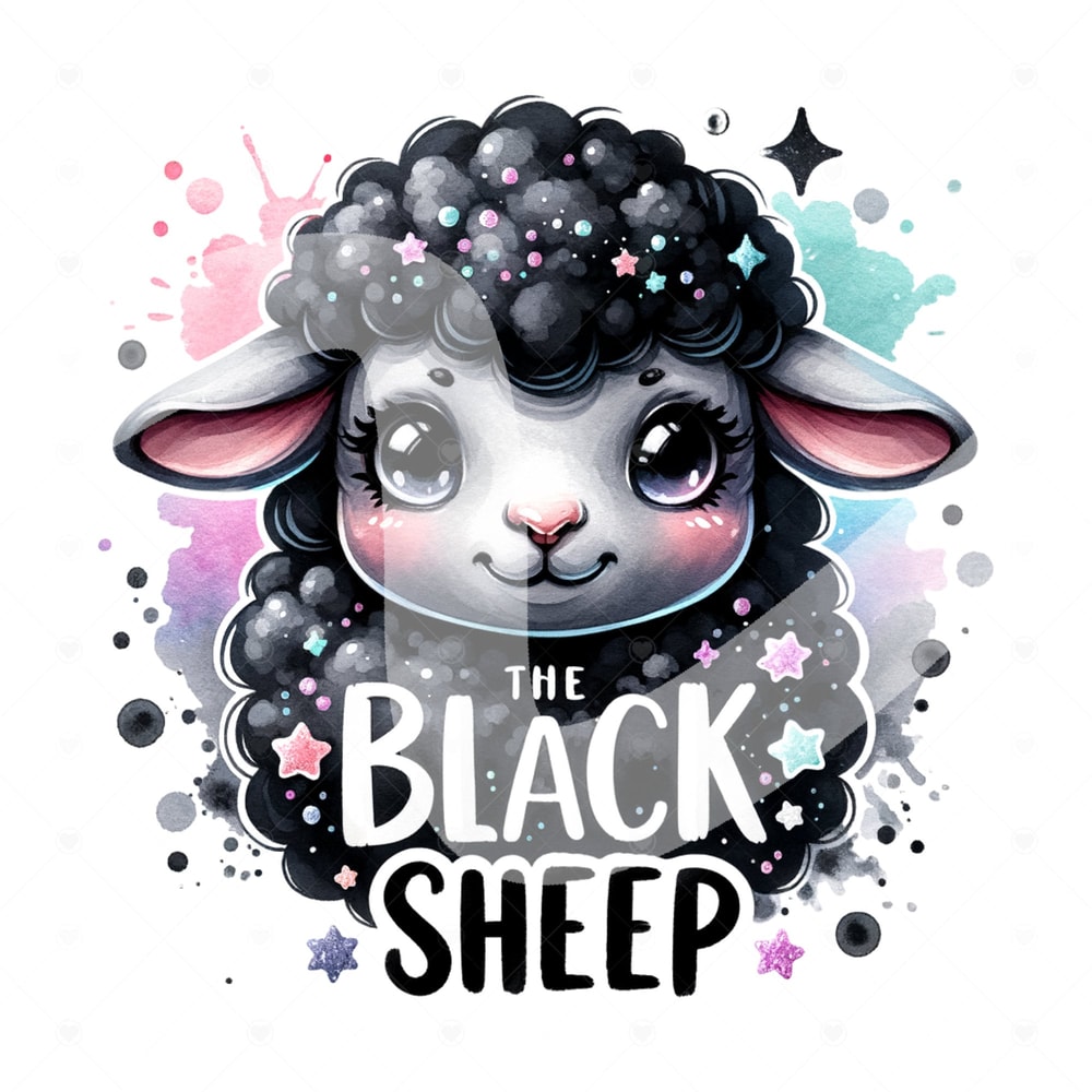The Black Sheep PNG, Cute Sheep Clipart, Outcast Sublimation Design, Pastel Goth DTF Transfer File, Unhinged PNG, Tshirt Design, Sticker 1.jpg