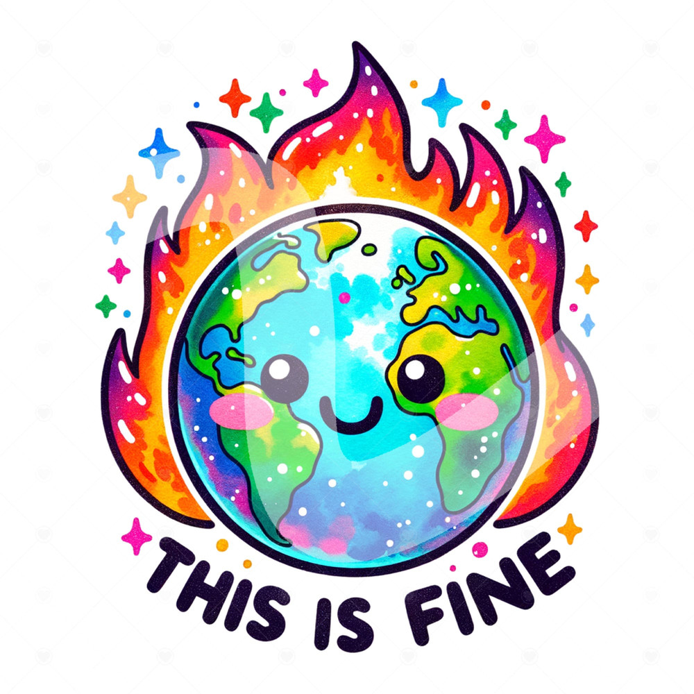 This is Fine PNG, Earth on Fire Clipart, Sarcastic Sassy Clipart, Sarcasm Png, Snarky Shirt Design, Sublimation DTF Transfer File, Mug Wrap.jpg