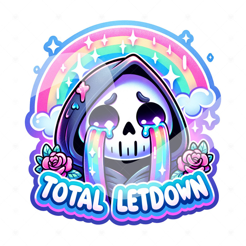 Total Letdown PNG, Snarky Skeleton Clipart, Rainbow Sublimation Design, Failure Tshirt DTF Design, Tumbler Wrap, Mug, Sticker, Depressed Png.jpg