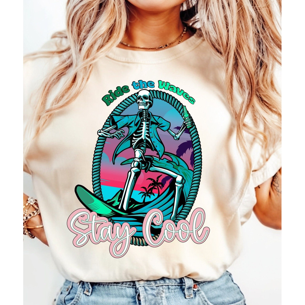 Ride the Waves Png, Skeleton Png, Retro Summer Png Design, Summer sublimation, Summer png, Retro png, Sublimation Design, Digital Download.jpg