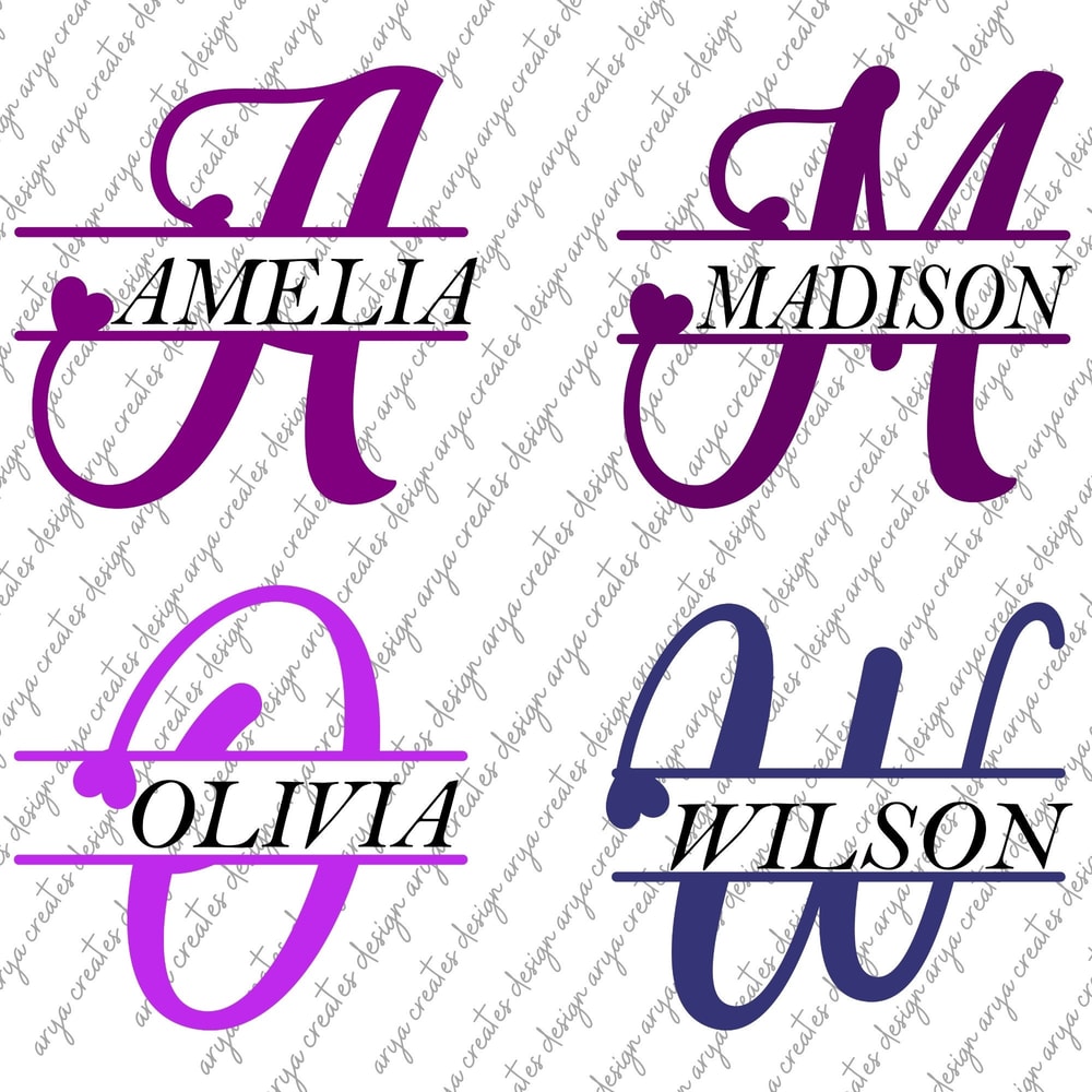 Split Monogram Alphabet SVG, DXF, PNG, Split Monogram Frame Alphabet, Cut File for Cricut, Heart, 26 Individual Svg Png Dxf Cut Files.jpg