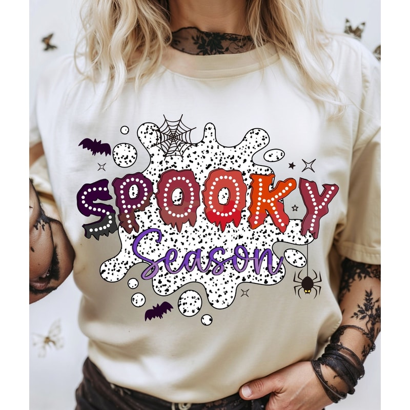 Spooky Season PNG, Spooky Season Design, Dalmatian Dots, Spooky Season Halloween Png, Halloween Sublimation Design, Digital Download.jpg