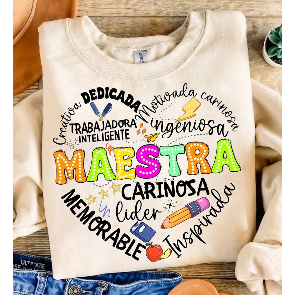 Retro Maestra Word Png, Teacher Life Png, Teach Love Inspire, Spanish Teacher, Back To School, Teacher Appreciation Gift, Maestra School Png.jpg