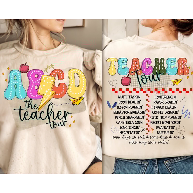Retro Teacher Tour Png, ABCD Teacher Tour Png, Back To School, End of Year Png, Teacher Gift, Teacher T shirt Sublimation, Elementary School.jpg