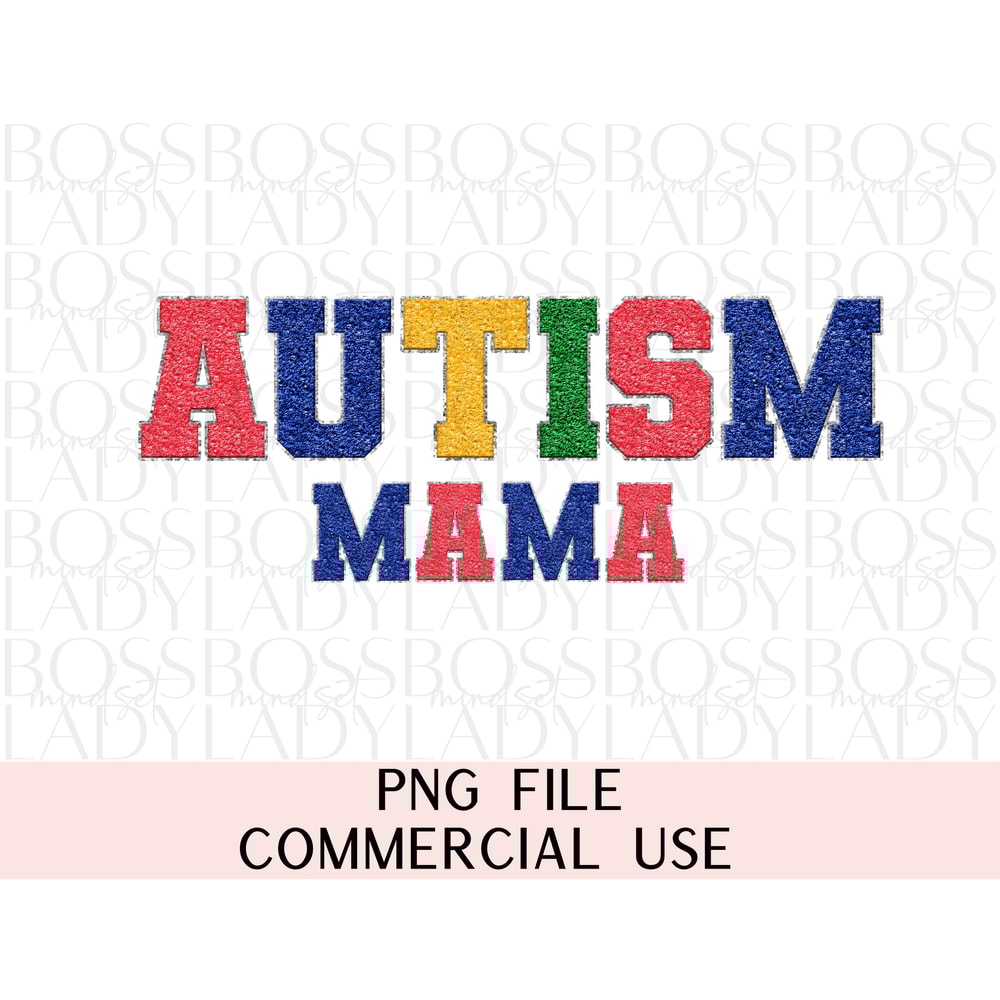 Autism Mama PNG Faux Chenille Sublimation Design For DIY Mother's Day Gifts Tshirts Tote Bags Mugs & Journals Instant Download Digital File.jpg