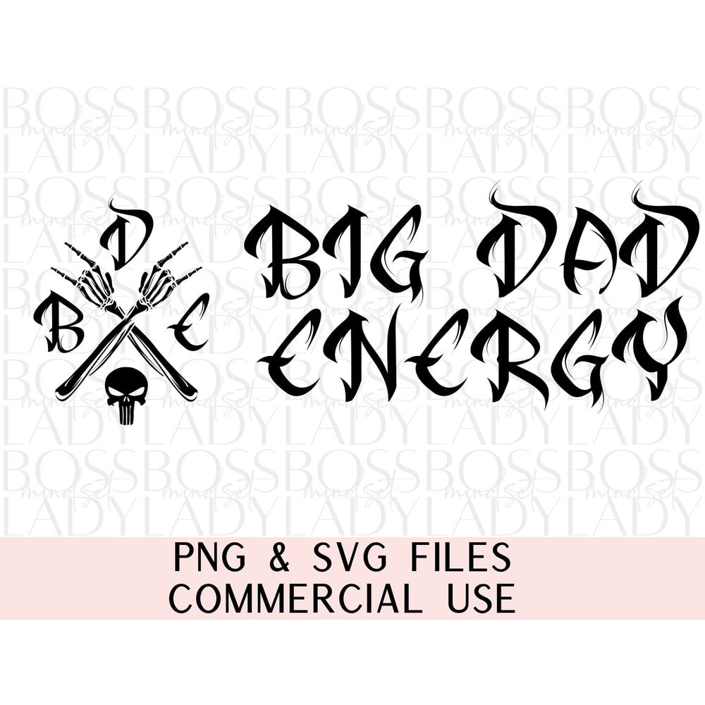 Big Dad Energy Fatherhood Rad Dad Rock Skeleton Hands Cool Dads Club PNG & SVG Cricut Friendly Front Back Design DIY Fathers Day Gift.jpg