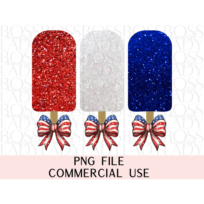 Coquette Bows American Popsicles 4th of July Chill The Fourth Out USA Red White Blue Bow PNG Sublimation Digital Instant Downloadable File.jpg