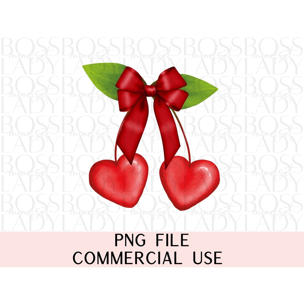 Coquette Hearts Bow Cherries PNG Sublimation Design Soft Girl Instant Download Printable Digital File DIY Gift Tshirt Mug Wall Art.jpg