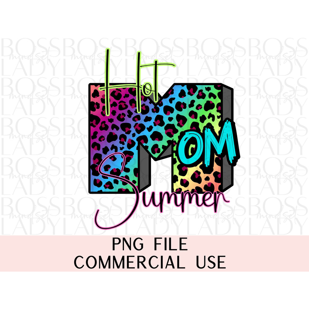 Hot Mom Summer Neon Leopard Print Trucker Hat Faux Hat Patch & Tshirt Design  PNG Sublimation # Mom Life Vintage Beach Vacay Trendy Graphics.jpg