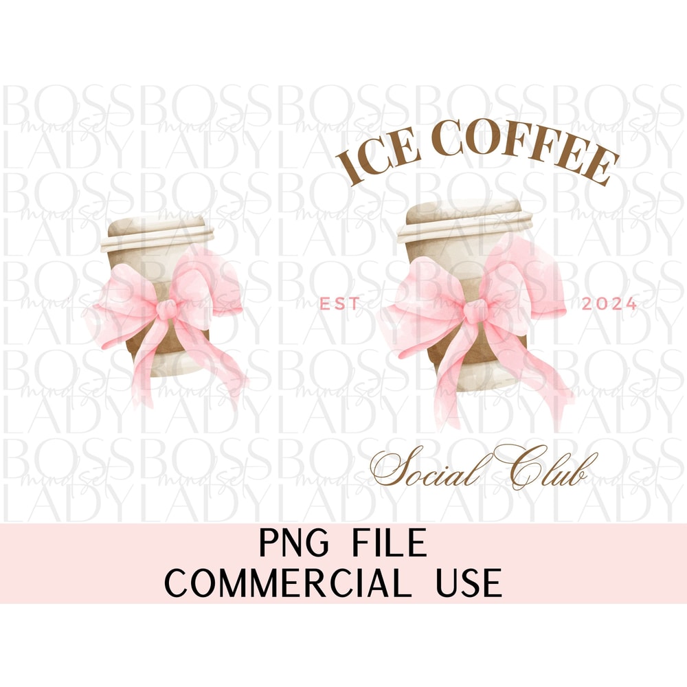 Ice Coffee Social Club Coquette Girly Pink Bow Soft Girl Aesthetic Double Sided Front Back Pocket PNG Sublimation Instant Downloadable File.jpg