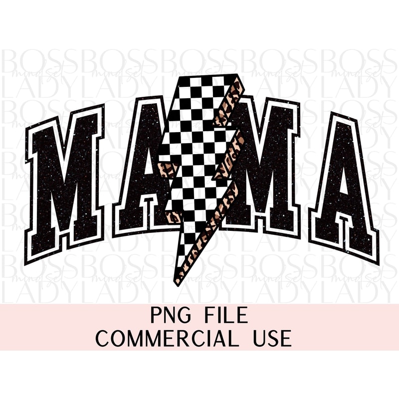 Mama Checkered Retro Lightning Bolt Leopard Print Varsity Ma Ma #Mom Life Trendy Graphics PNG Instant Downloadable Sublimation Design.jpg