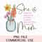 She is Mom Strong Floral Mother Hood PNG Sublimation Trendy Graphics Instant Downloadable Printable Clipart Digital File.jpg