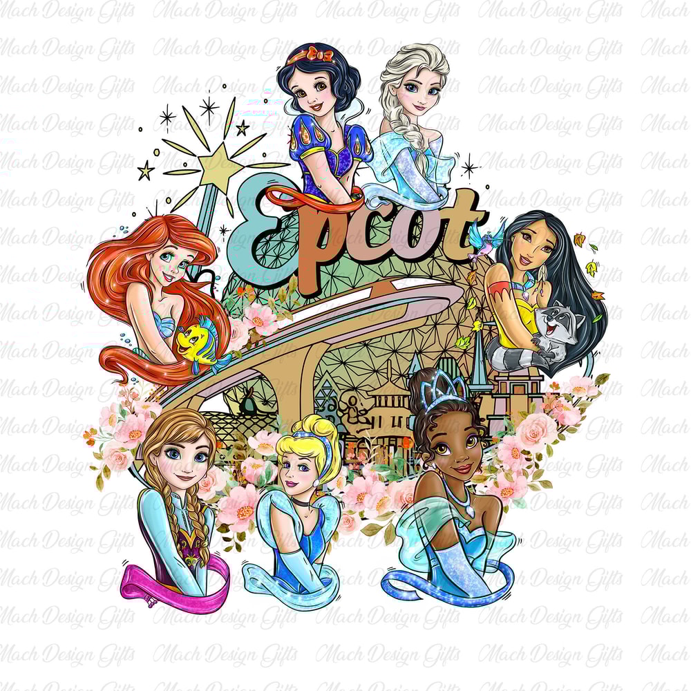 Epcot Princess Png, Retro Princess Floral Tour Png, Family Trip Png, Princess Characters Png, Magical Kingdom, Girl Trip Png, Best Day Ever.jpg