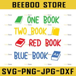 one book two book red book svg png jpg eps, dr seuss svg, dr seuss quote