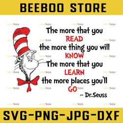 The more that you read svg, Cat in hat svg, Dr Seuss svg, Seuss sayings svg, Read across America, png, dxf, clipart