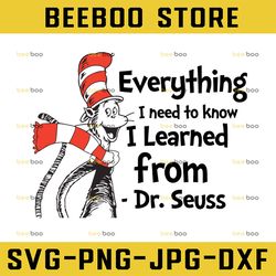 Everything I need to know I learned from Dr. Seuss svg Cat in hat svg Dr Seuss svg Sayings Quotes Read across America