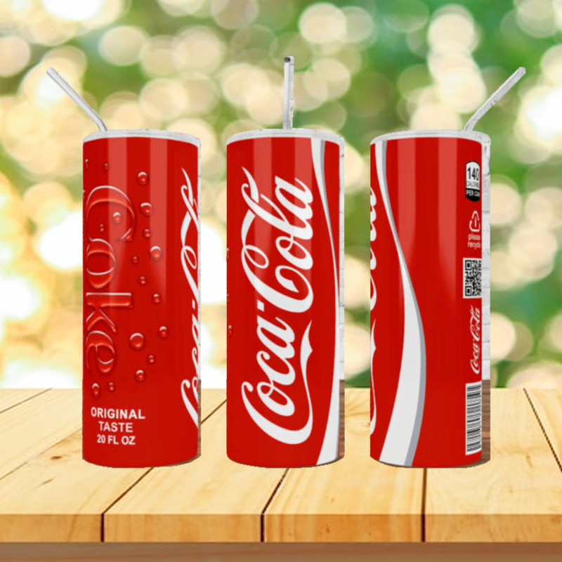 Coca Cola Wrap Tumbler, Drink Brand Logo, 20Oz Straight.png