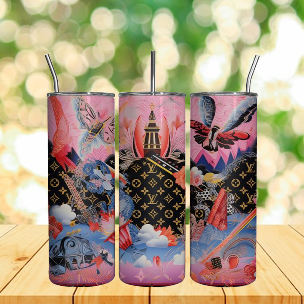 louis vuitton pink and black pattern 3D 20Oz Tumbler, Fashion 3D Wrap Design.jpg