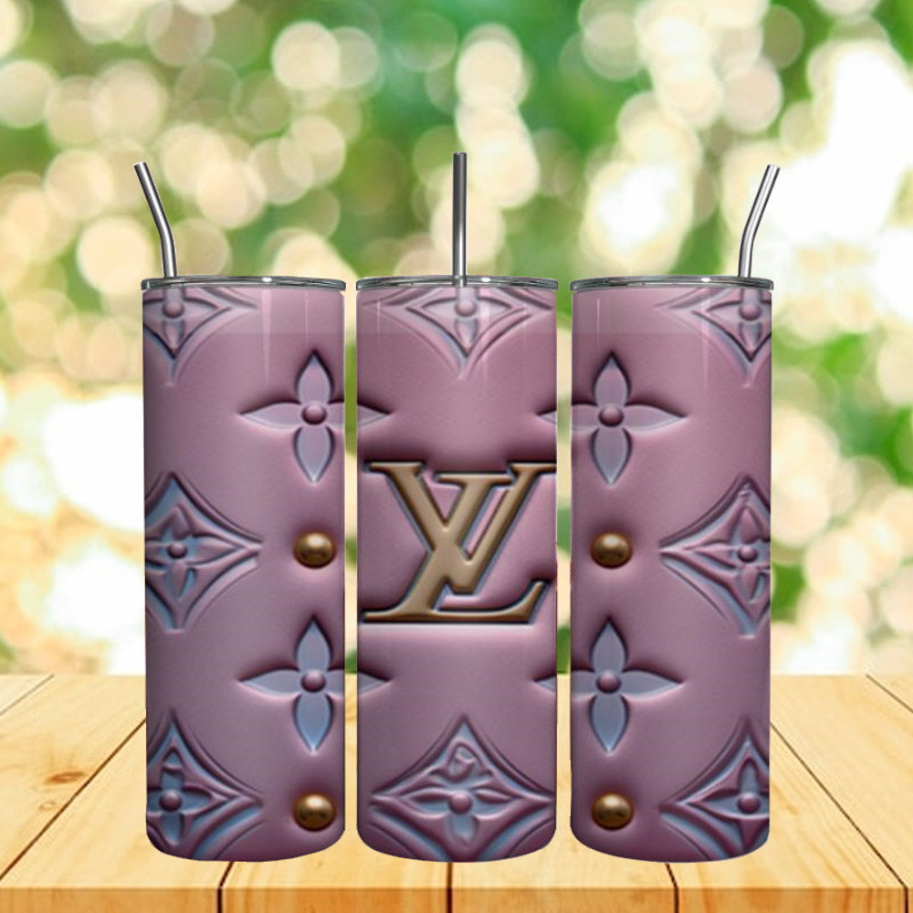 LV Gold Logo Pink Pattern 3D 20Oz Tumbler, Fashion 3D Wrap Design.jpg