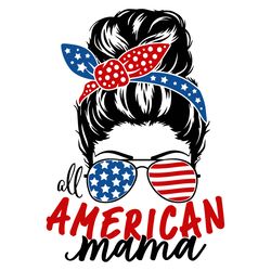 american mama messy bun girl svg, independence svg, fourth of july svg, messy bun hair svg, america svg, independence da