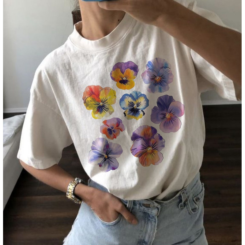 Graphic Tee Violet Flower Shirt Comfort Colors Shirt Graphic Tee For Women Aesthetic Shirt Flower Boho Tee Violet Shirt Crewneck Tee Trendy1.jpg