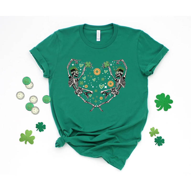 Dancing Skeletons St Patrick's Day Shirt, Cute Skeleton St. Patricks Shirt, Lucky Irish Shirt, Shamrock Shirt, St Patricks Day Gift Tee.jpg
