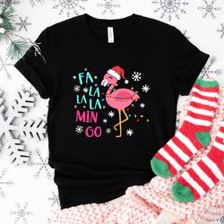 fa la la la mingo shirt, flamingo christmas lights shirt