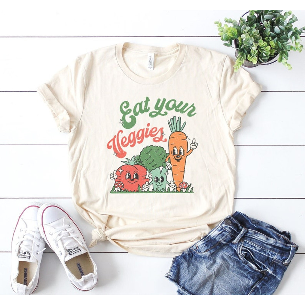 Eat Your Veggies Retro Graphic Shirt Vegan Shirt Farmers Market Vegetable Shirt1.jpg