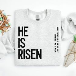 retro jesus sweatshirt, he is risen matthew 28 6