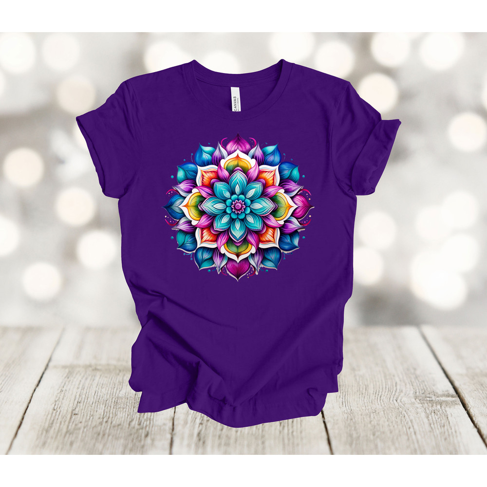 Colorful Mandala Shirt, Watercolor Boho Tee, Spiritual, Zen, Premium Soft Unisex Tee, Plus Size 2x, 3x, 4x Available.jpg