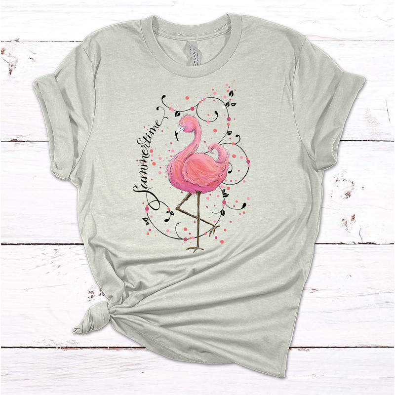 Cute Pink Flamingo, Summertime Flamingo, Flamingo Lover, Premium Soft Unisex Tee, Plus Size 2x, 3x, 4x.jpg