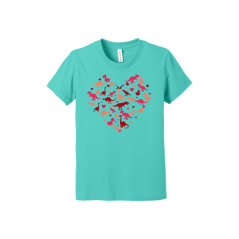 Valentine Kid Tee, Dinosaur Heart, Dinosaur Shirt, Child Shirt, Valentine Kid, Premium Soft Youth Shirt.jpg