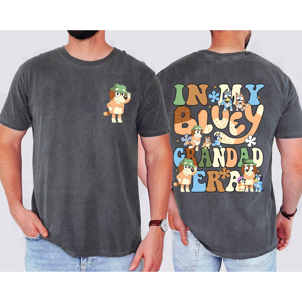 Bluey Grandad Two Sides Shirt, Bluey Family Matching Shirt, Bluey Fathers Day 2024 Shirt, Gift For Dad, Couple Bluey Shirt..jpg