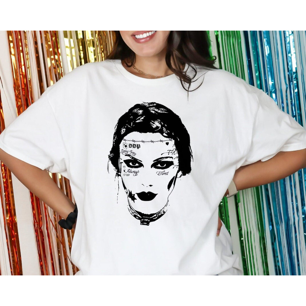 Tay Post Tattoo Shirt T-Shirt TTPD Unisex White Artistic Vibes Drawing Shirt Poetry Gift.jpg