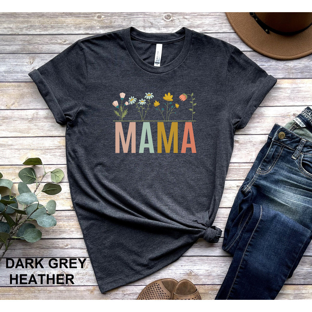 Floral Mama Shirt, Mothers Day Gift, Wildflowers Mama Shirt, Custom Mama Shirt, Mom Shirt With Names, Cute Mama Shirt, Floral New Mom Gift.jpg