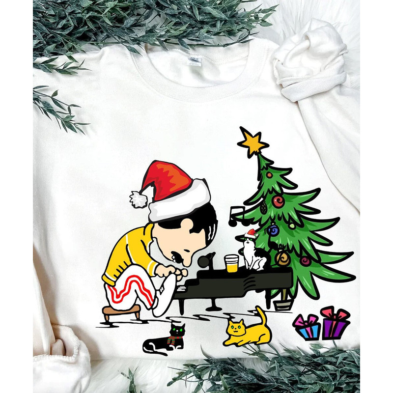 Freddie Mercury Christmas Sweatshirt, Freddie Mercury And His Cats T-Shirt, Freddie Mercury Playing The Piano Shirt, Freddie Christmas Shirt.jpg