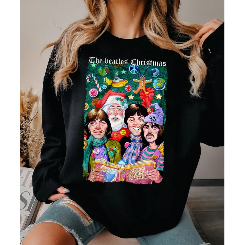 The Beatles Christmas John Lennon Sweatshirt, The Beatles Merry Christmas Carol Sweatshirt, The Beatles Christmas Shirt, Christmas Sweater.jpg