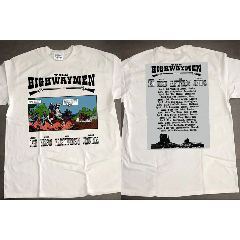 The Highwaymen 1992 European Tour T-shirt, The Highwaymen 1992 T-Shirt, The Highwaymen Tour 90s T-Shirt, Rock Tour Shirt.jpg