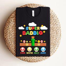 custom super daddio game shirt, custom kids name dad shirt