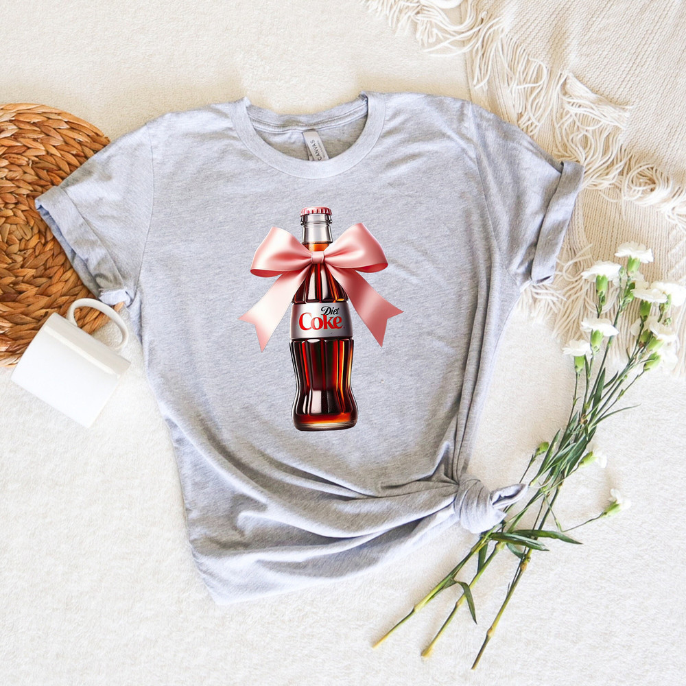 Diet Coke Pink Bow Tshirt, Diet Coca Cola Shirt Diet Coke Lover, Trendy T-shirt Diet Coke Fan, Gift for Diet Coke Drinker, Gift for Her.jpg