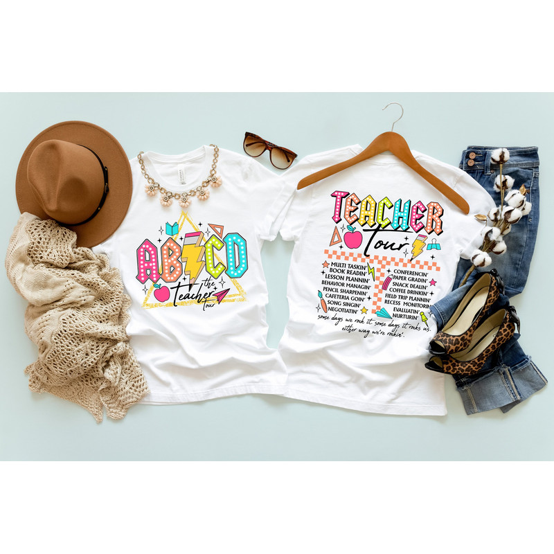 Two Sided Back and Front Teacher Tour Shirt, Trendy Teacher Shirt, Teacher Appreciation Gift, Teacher Summer Tour, Gift for Teachers.jpg
