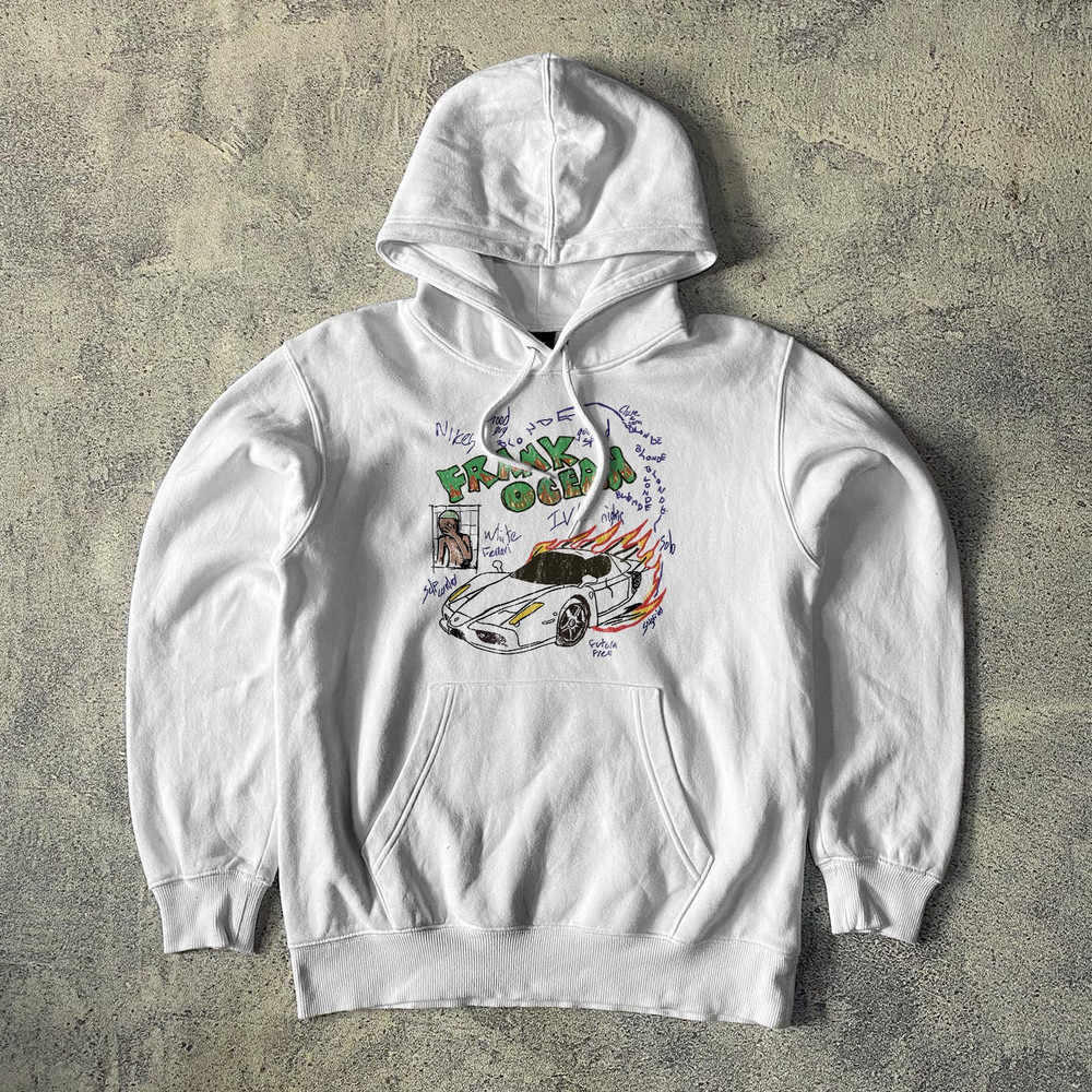 Frank Ocean BLOND White Ferrari Hoodie Blond hoodie Gift Music Vintage look Trends Original design y2k cool hoodie Hip Hop.jpg